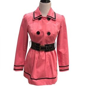 Candies Double Breasted Bubble Gum Pink/Black A Line Trench Jacket Coat - Y2K